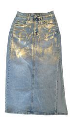 Falda Denim Foil Dorado