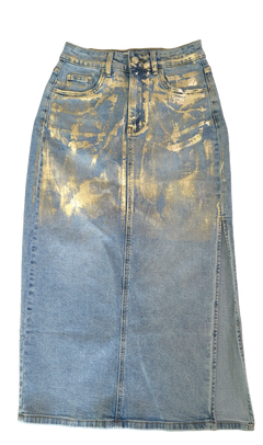 Falda Denim Foil Dorado