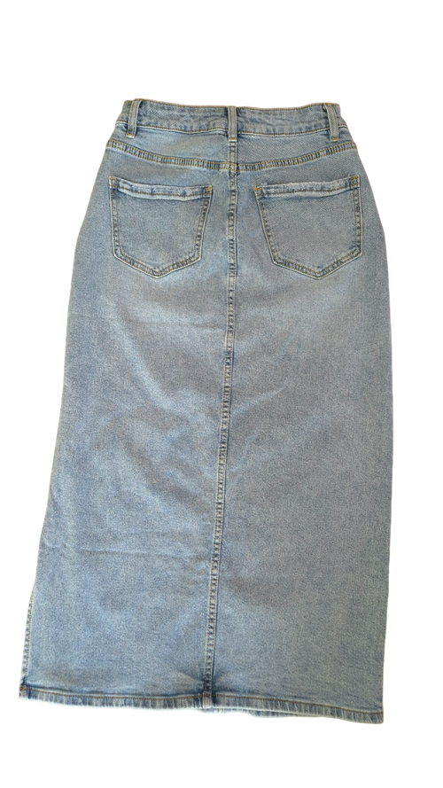 Falda Denim Foil Plateado