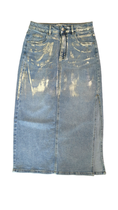 Falda Denim Foil Plateado