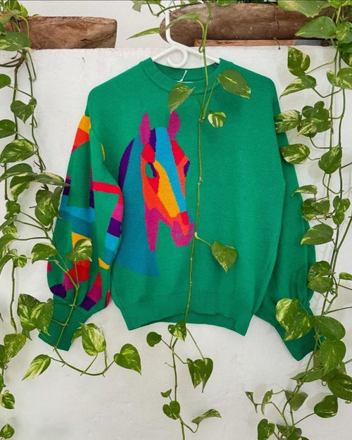 Sweater Caballos Verde